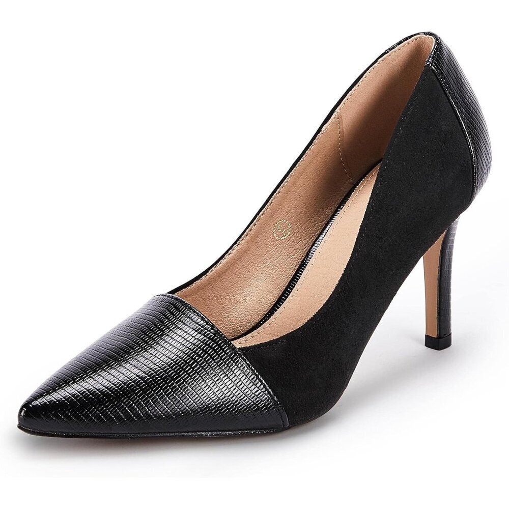 Women's Black Stiletto High Heels Closed Pointed Toe Pumps Slip Dress Shoes